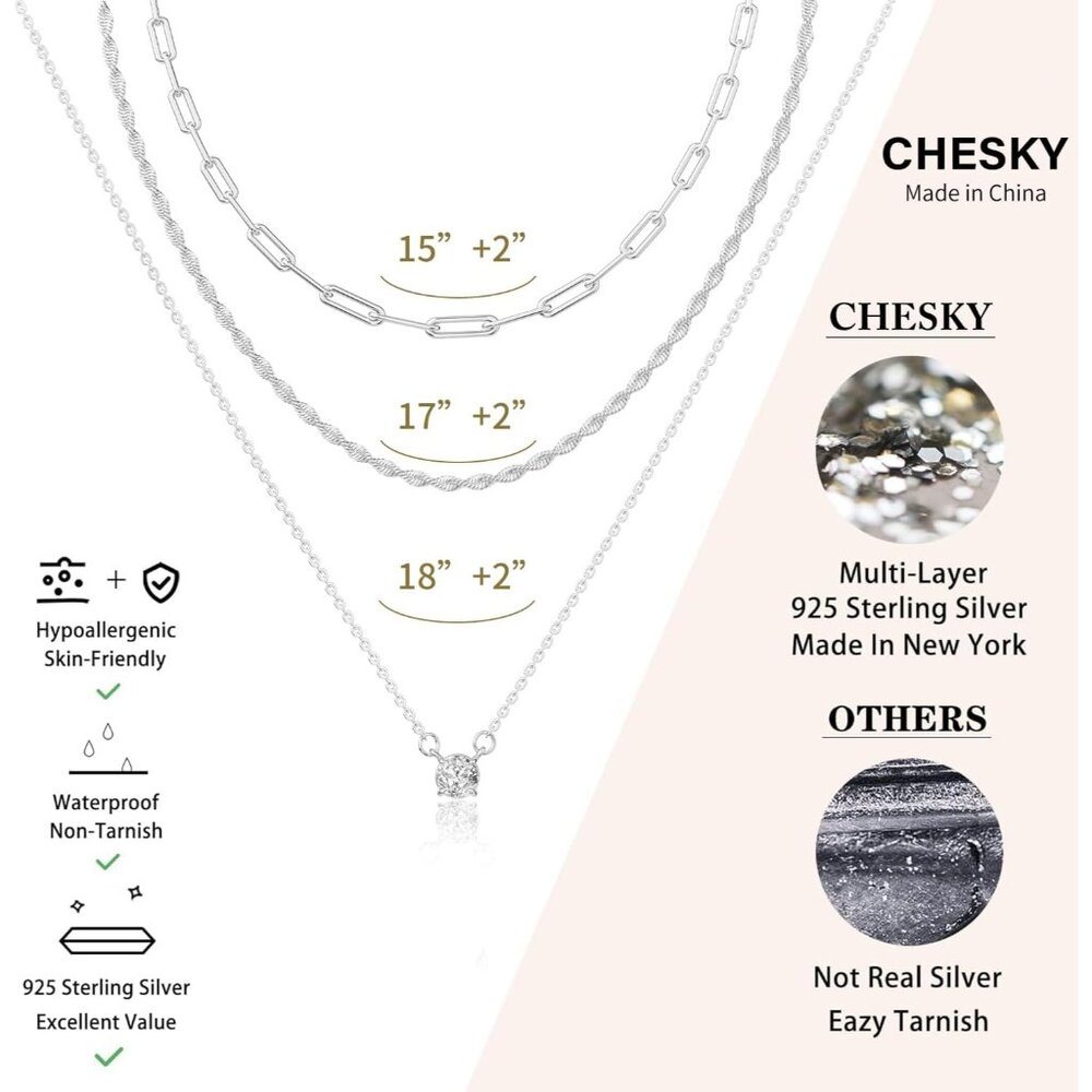 Trendy Lightweight Silver Plated Stackable Neckla… - image 5